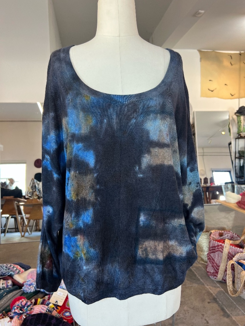 Parker Blue Dolman Sleeve Cashmere Sweater